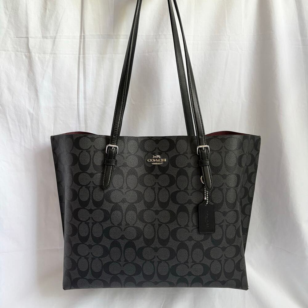 Coach Mollie Tote Charcoal and Silver signature like new modern classic basic